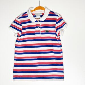 Lacoste Striped Polo Shirt Girls Size 8
